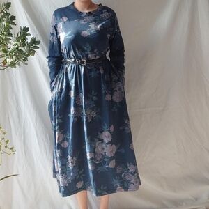 New Collection Floral Print Long Sleeved Dress